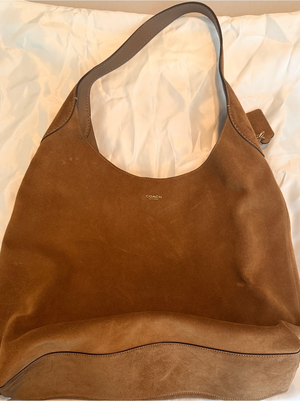Coach Brooklyn 39 Warm Brown Suede Shoulder Hobo